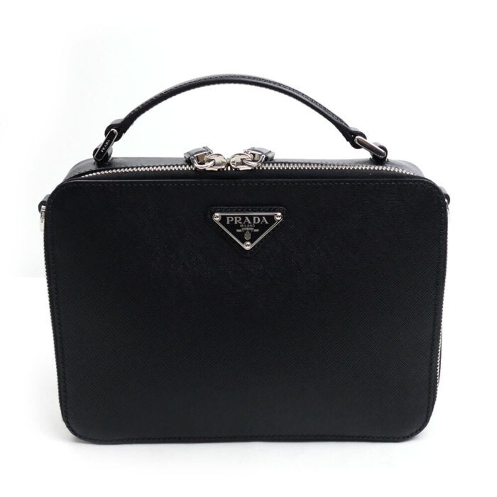 PRADA Brick Saffiano Leather Bag Handbag Black